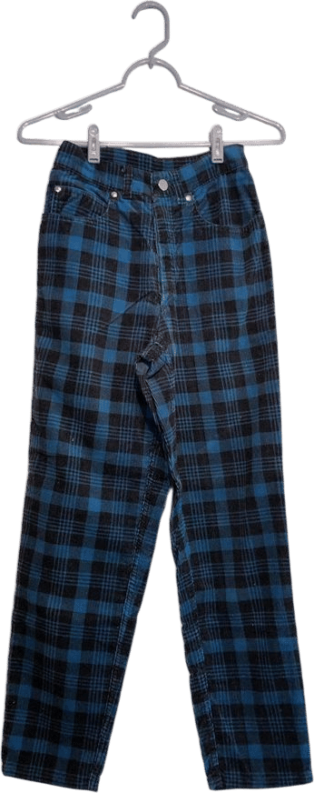 Fiorucci Safety Corduroy Jeans – Blue & Black Plaid – Size 26 - Etsy