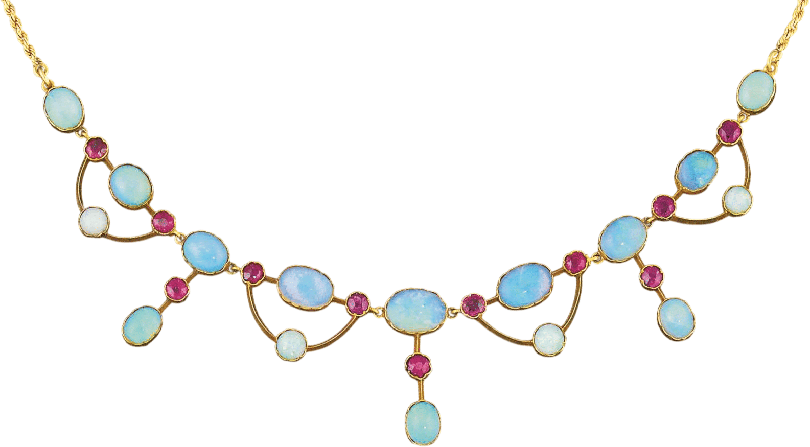 Late 19th/Early 20th Century Opal and Ruby Necklace