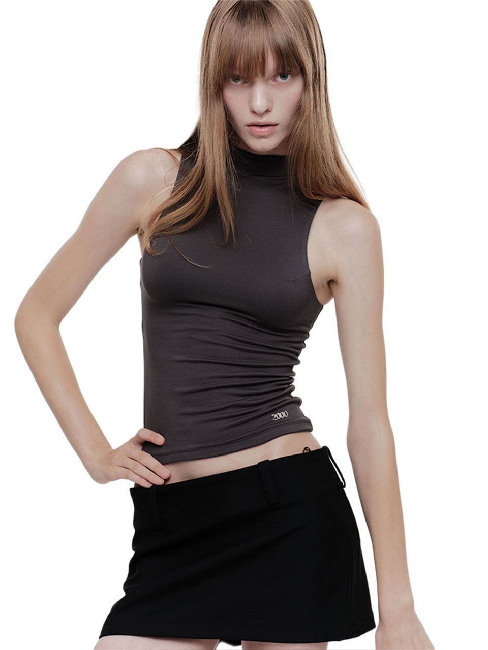 Mock Neck Contour Tank