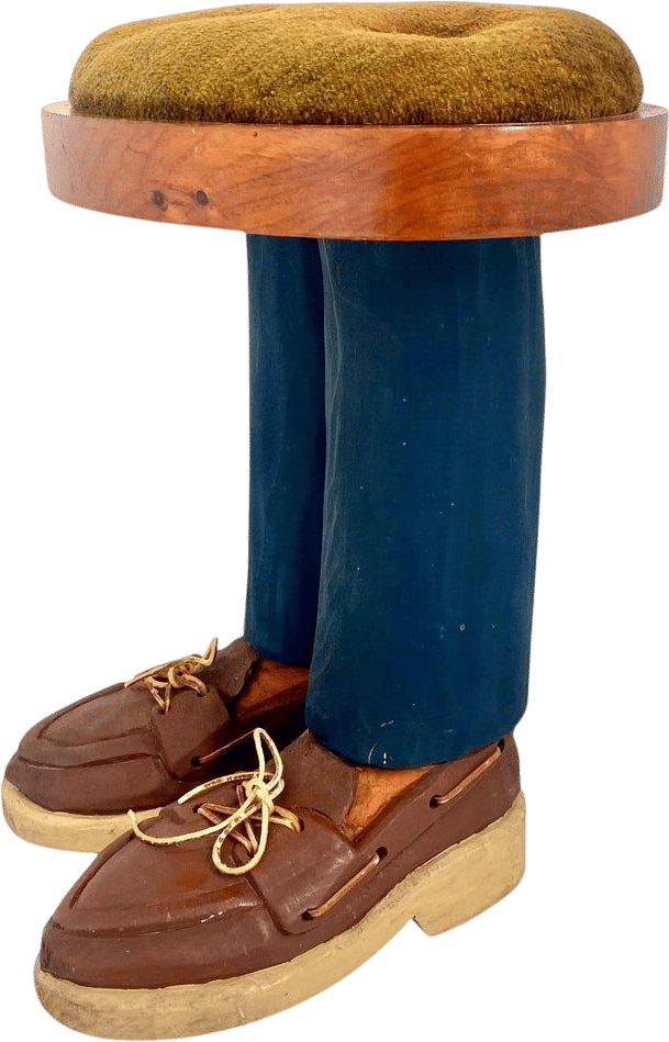 1970s Hand Carved Wood Pop Art Stool