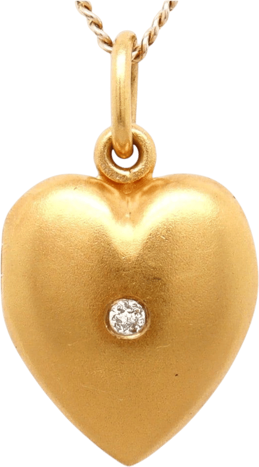 Antique Sloan 14K Gold and Diamond Heart Locket Pendant