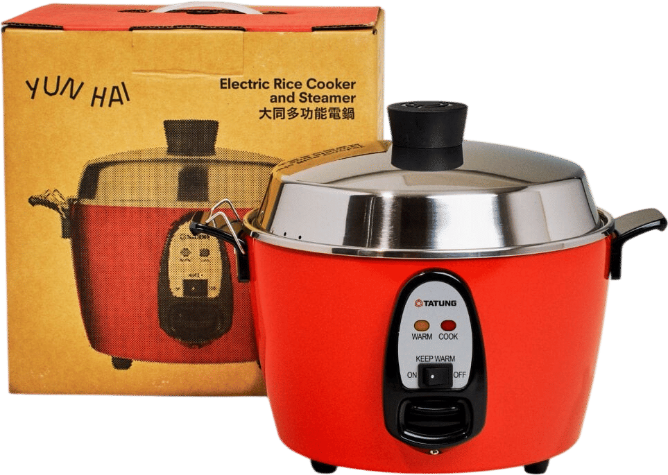 Tatung Electric Rice Cooker and Steamer (6-cup Stainless Steel), Red