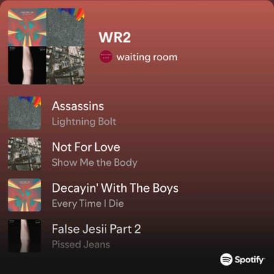 WR2: screaming (Spotify Playlist)