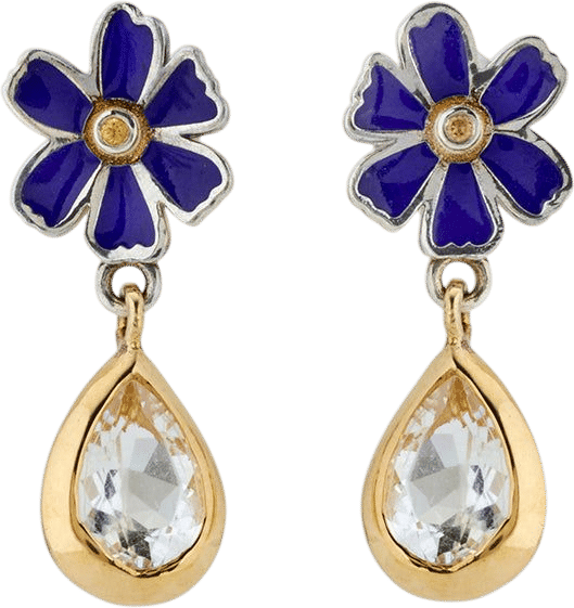 Cleopatra's Bling Pasha Earrings in Sapphire - 18K Solid Gold