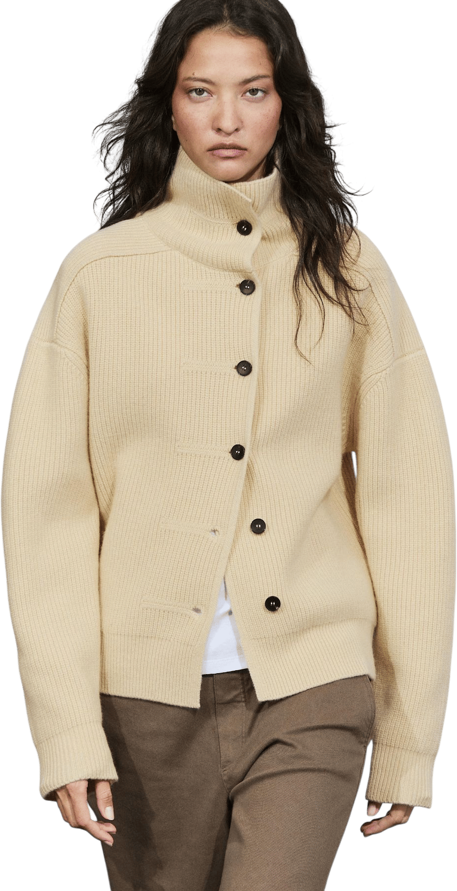 Massimo Dutti 100% Wool Buttoned Knit Cardigan