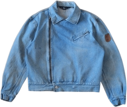 Ralph Lauren Denim Moto Jacket Womens Blue Asymmetrical Zip Vintage Aesthetic L