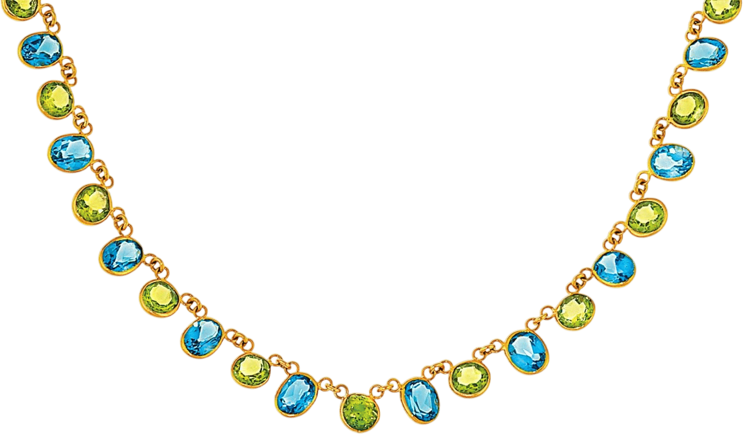 18ct Gold Peridot and Topaz Festoon Necklace