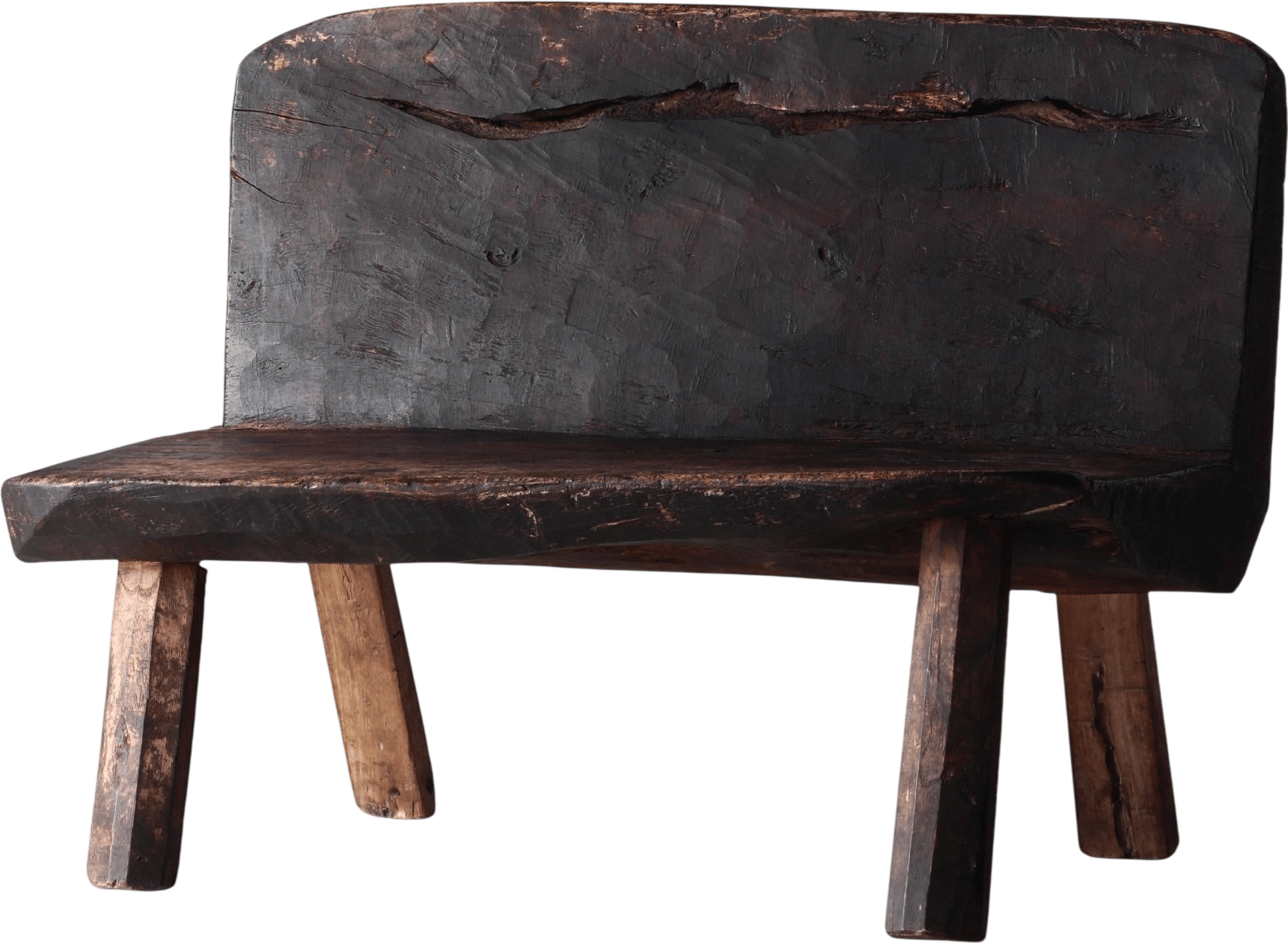 Antique Primitive Bench / Chair / 19th century / Wabi-sabi