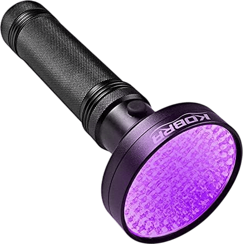 Kobra UV Black Light Flashlight 395nm - 100 LED Portable UV Light & Black Light for Pet Urine Detection - Home or Hotel Bed Bugs, Leaks & Counterfeit Money Inspection - 18W, (Black)
