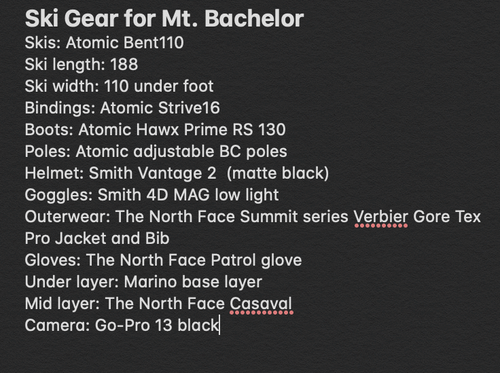Gear list! 