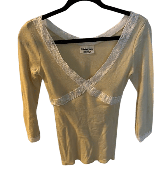 Michael Stars Yellow Lace Trim Top