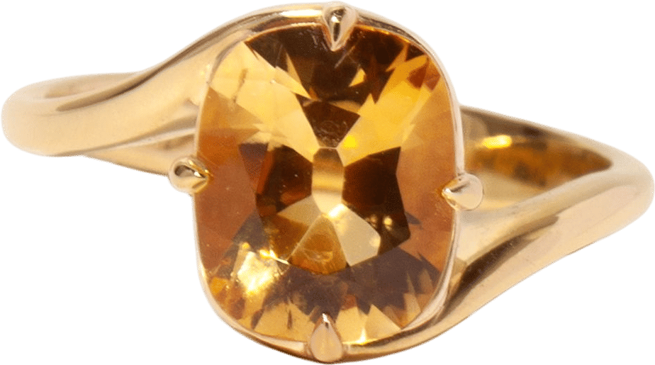 Old Mine Cut Citrine Serra Ring