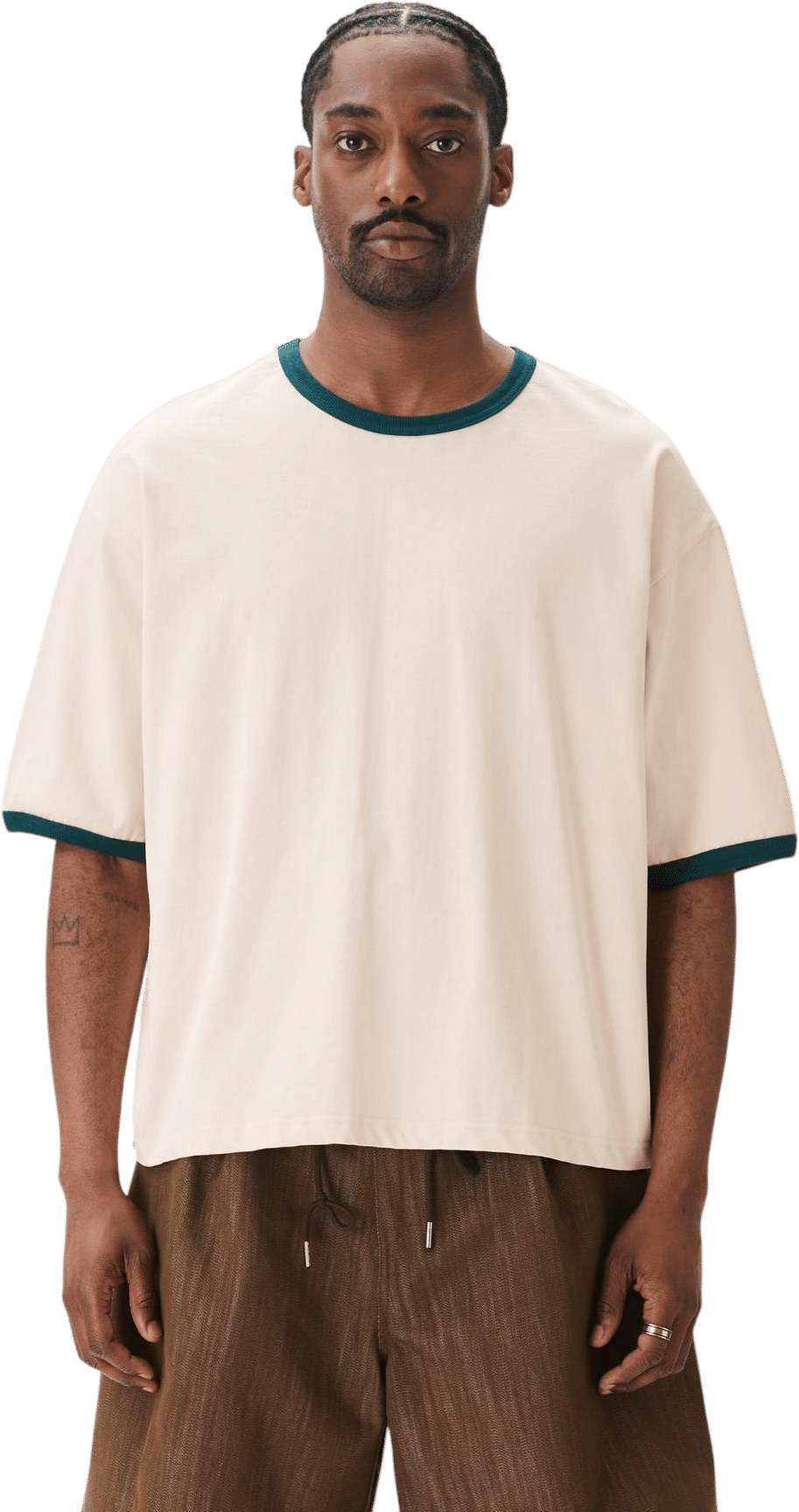 Contrast-Rib Cropped Tee