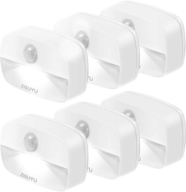 ZISUYU 6 Pack Motion Sensor Light Indoor, Battery Operated Stair Light, Wireless Stick on Anywhere Closet Lights, Led Night Lamps for Hallway Bathroom Bedroom Under Cabinet Kitchen(Cool White) - Amazon.com