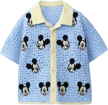 Zara Mickey Mouse Crochet Knit Shirt