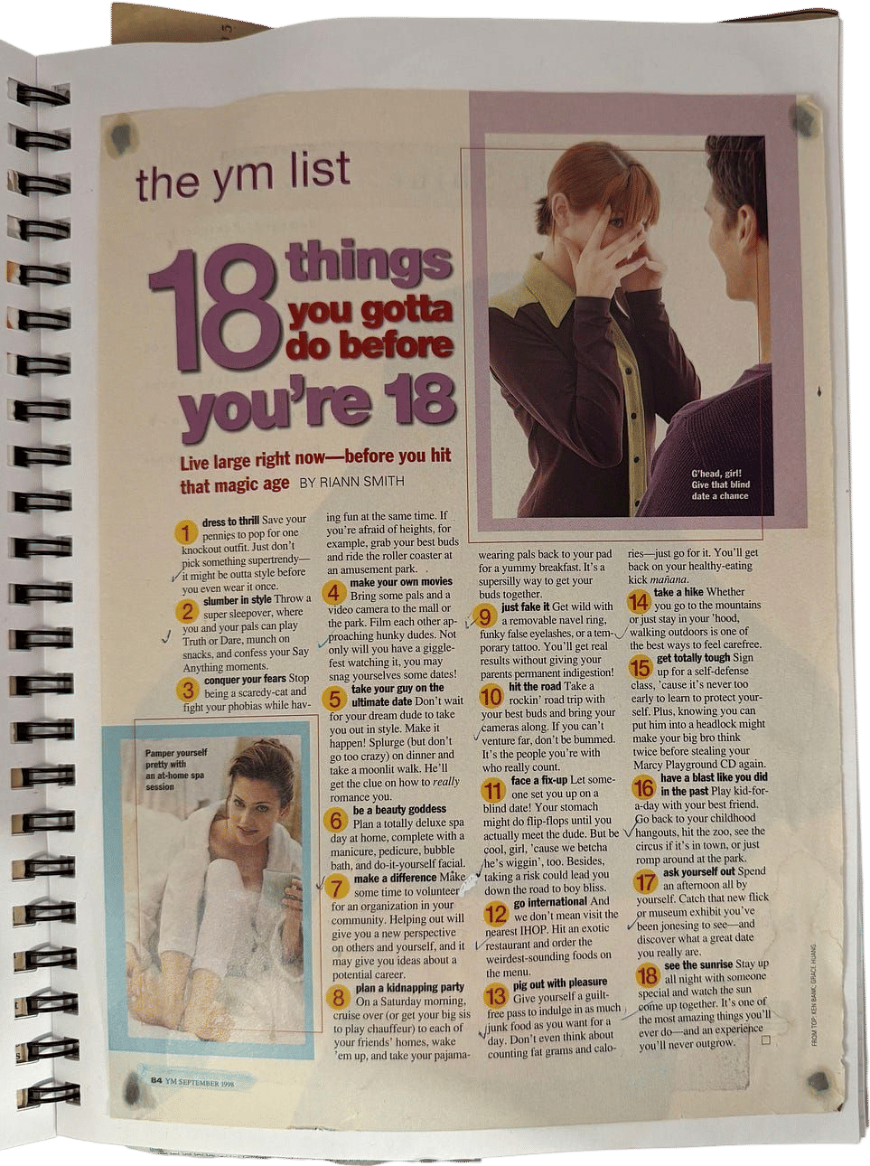 18 things to do this year, according to a 1998 issue of YM