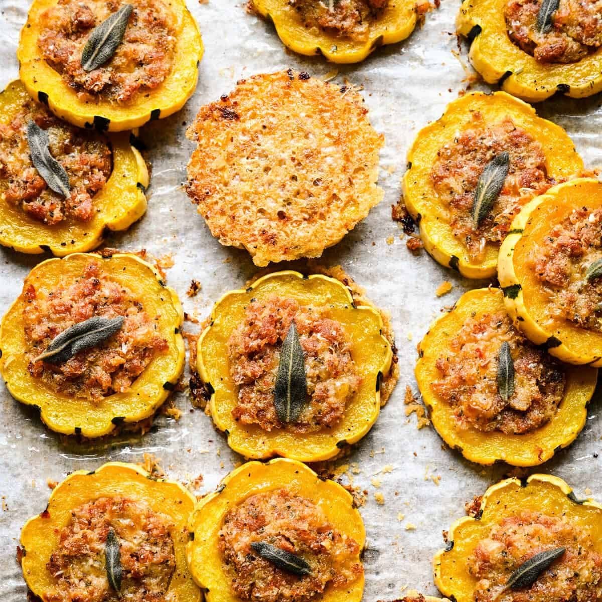 Sausage Stuffed Squash Rings Recipe