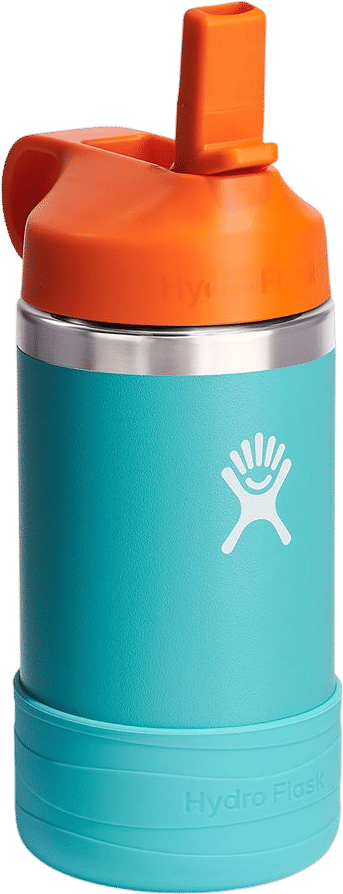 Hydro Flask Kids Stainless Steel Wide Mouth Bottle with Straw Cap & Boot, 12 oz (VIP Discount) - Seaspray | Grove Collaborative