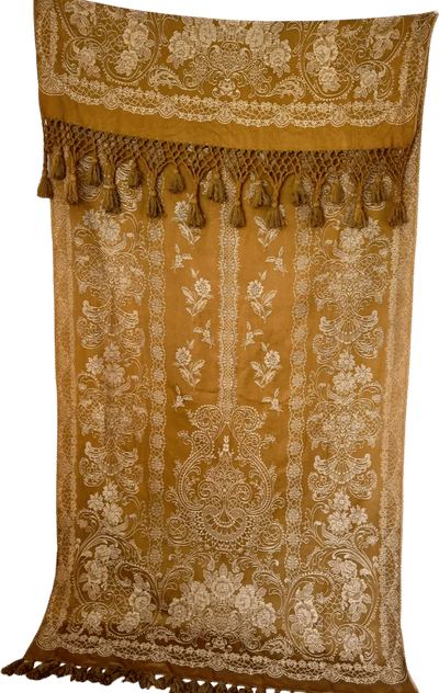 Vintage Golden Floral and Paisley Curtain Drape