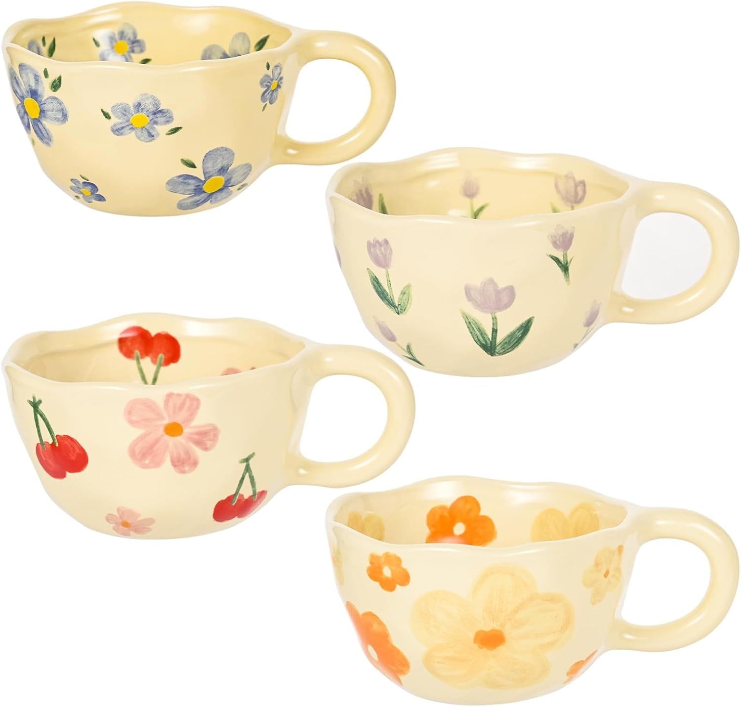 MAKCNMYM Ceramic Coffee Mug Vintage Flower Mugs 