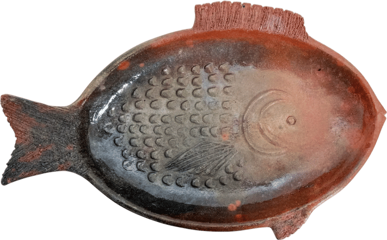Vintage Mexican Clay Fish Bowl