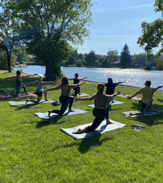 doing yoga outside
