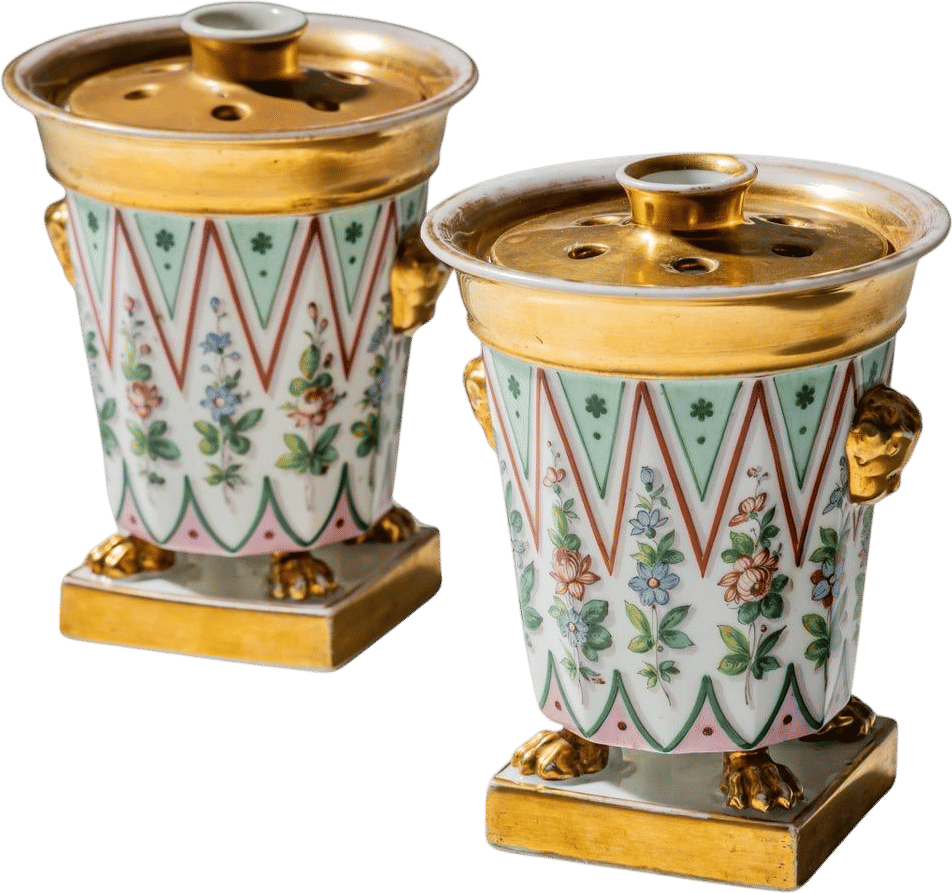 Antique French Porcelain Potpourri Vases