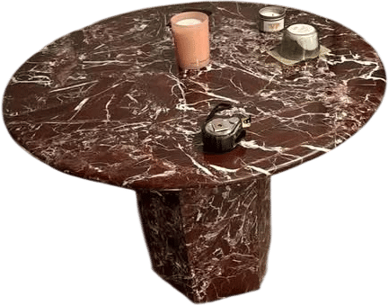 Reddish-Brown Marble Round Dining Table