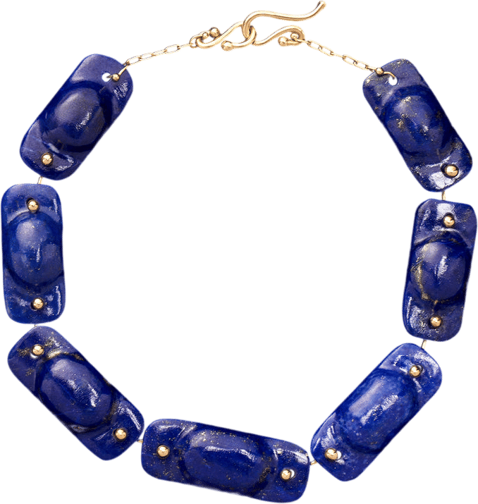 Lapis Hand Cut Stone Tiles Bracelet
