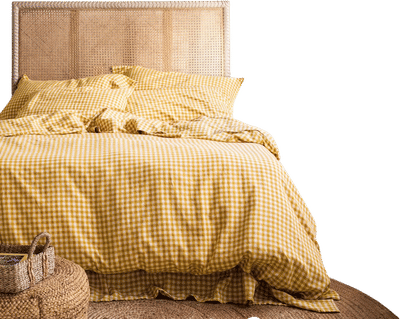 Honey Gingham Linen Blend Duvet Set