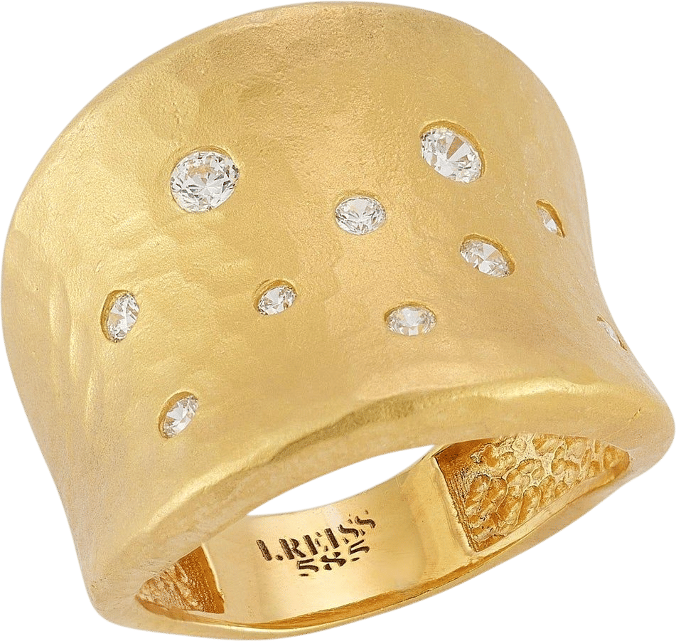 14K Gold 0.27 ct. tw. Hammered Cuff Ring