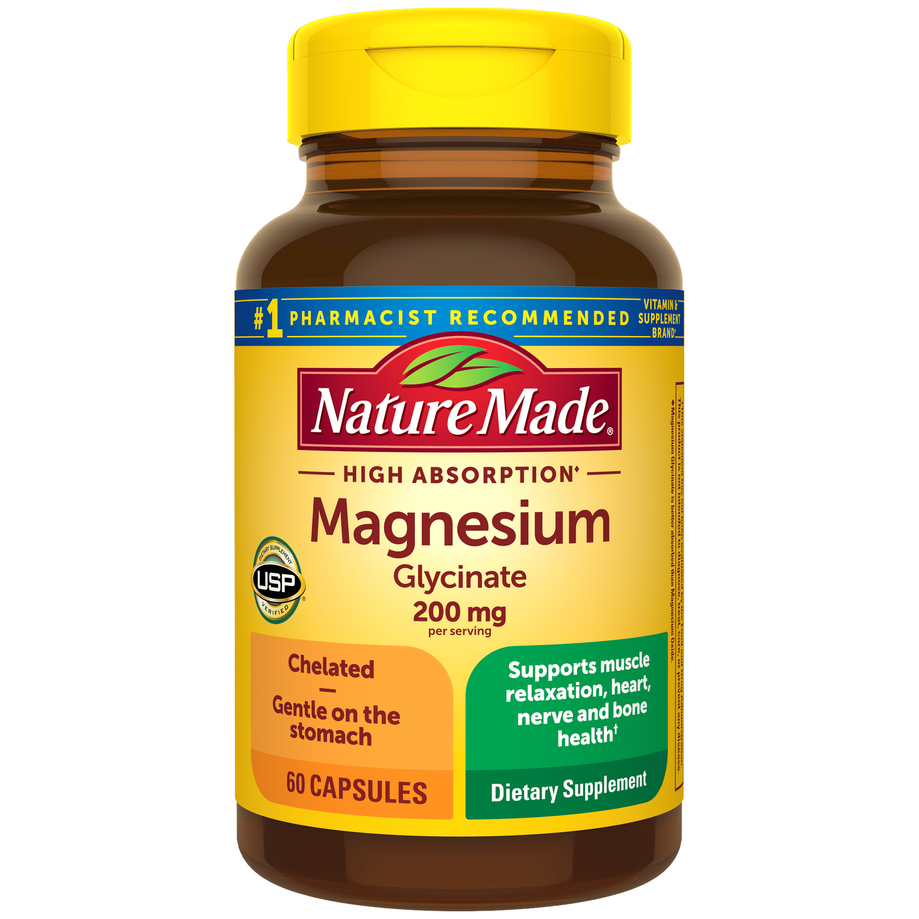 Nature Made High Absorption Magnesium Glycinate 200 mg Capsules