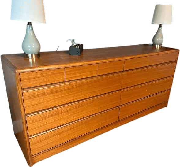 Circa 1965-1975 Teak 10 Drawer Lowboy