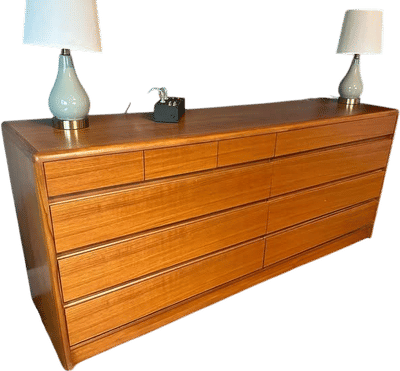 Vintage Teak 10 Drawer Lowboy Dresser