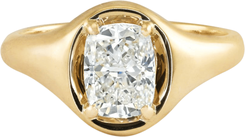 14kt Gold Cushion Diamond Button Ring