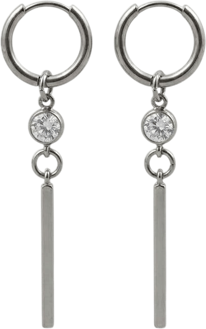 The Goth Society Clear Crystal Long Bar Drop Hoop Earrings
