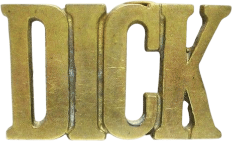 BRASS BELT BUCKLE 'DICK' 1970'S VINTAGE