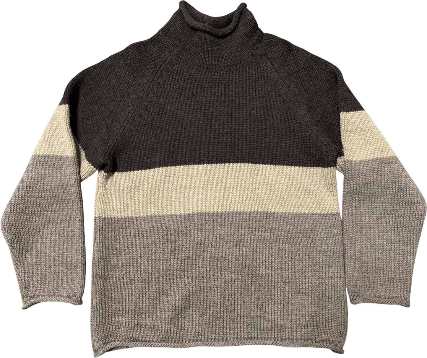 Vintage 90s J.Crew Brown Colorblock Wool Sweater