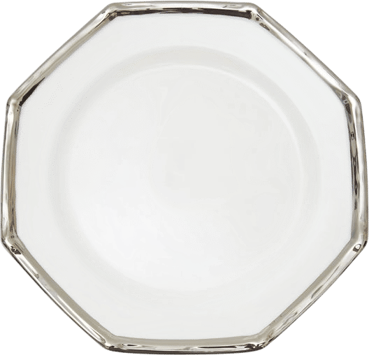 Set-Of-Four Bamboo-Trimmed Ceramic Dinner Plates