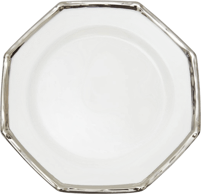 Set-Of-Four Bamboo-Trimmed Ceramic Dinner Plates