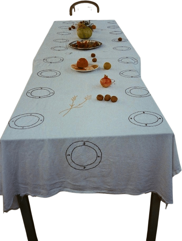 Hand-embroidered tablescapes