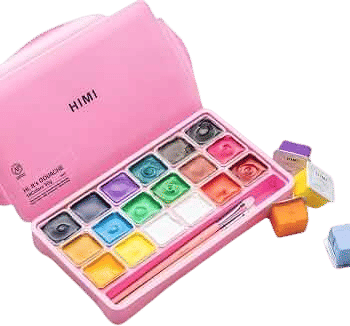 HIMI Gouache Paints Set (18 Colors, Pink Case)