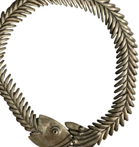 D'MOLINA TAXCO STERLING SILVER 925 VINTAGE ARTICULATED FISH NECKLACE