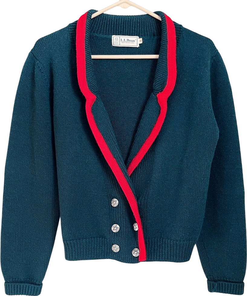 L.L. Bean Wool Woman's Cardigan Sweater Size M/ HTF 1970s Forrest Green Shawl Collared Sweater W Silver Filagree Buttons/ Granny Core Style - Etsy
