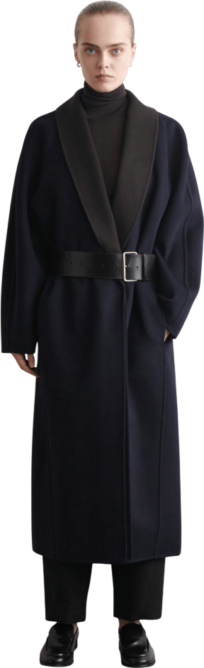 Double-Faced Wool Shawl-Collar Coat