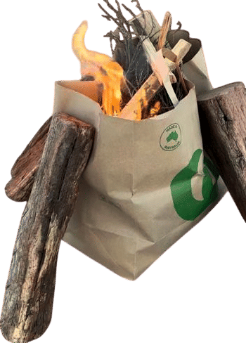 Fillin up a paper bag with kindling to start a fire. like duh. 