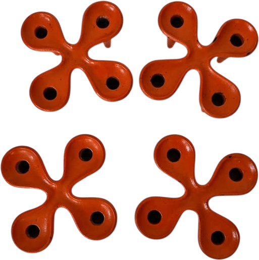 4 Orange Iron 1960s Dansk Clover Candle Holders