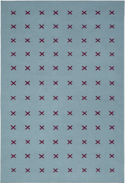 Cross – Blue/Burgundy | 5'x8' Patterned Flatweave Rug | NORDIC KNOTS