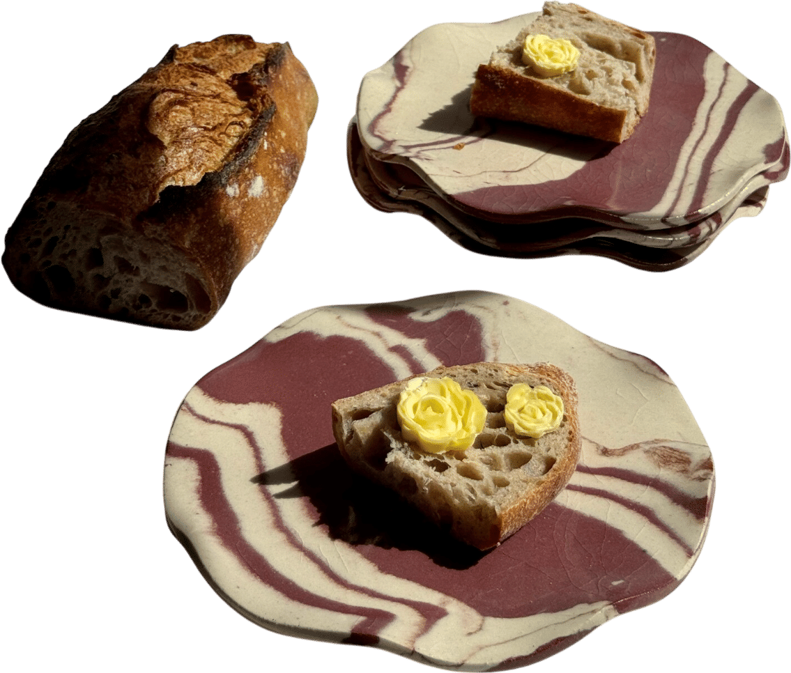 Handmade Nerikomi Plates in Cream & Rose