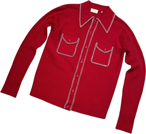 1960s Sweater Shirt Cardigan Jacket Vtg Button Loop Collar Rat Pack Mens Small